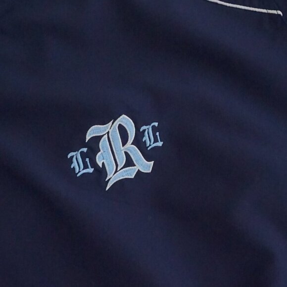 Vintage Navy Embroidered LRL Nylon V-Neck Nylon Golf Windbreaker Jacket XL - Picture 8 of 9